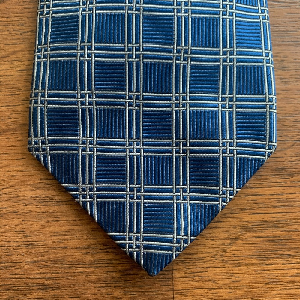 Burberry by Drakes Blue Check Tie - Picture 6 of 8
